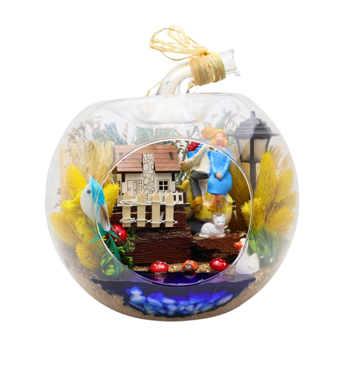 Sevgililer İçin Özel Işıklı Orta Elma Teraryum