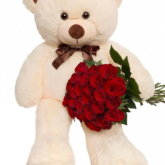 Ayıcıklı Ve 25 Adet Gül