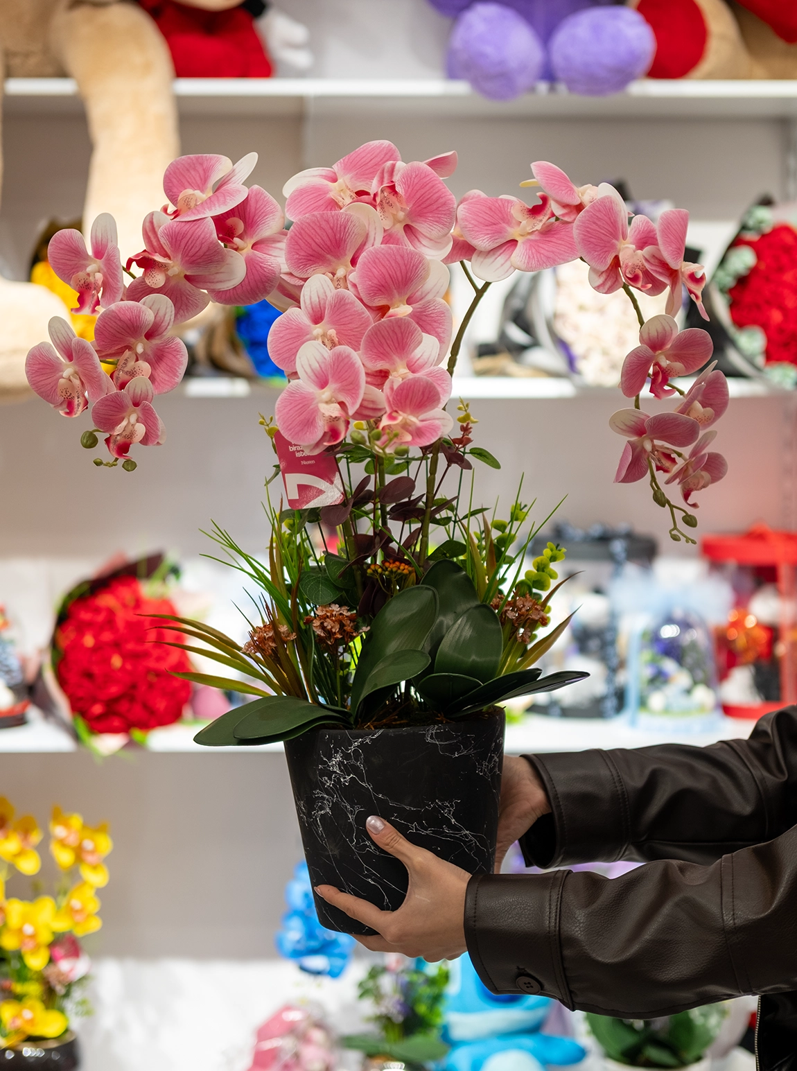 Yapay Islak Orkide Üç Dal Kırçıllı Pembe